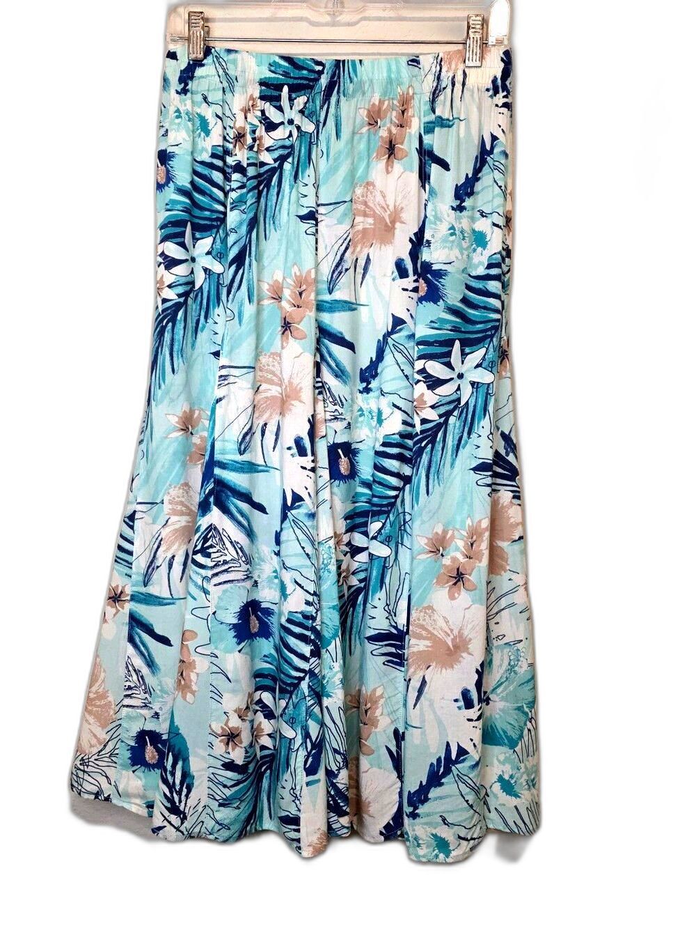VTG Multiples Coastal Maxi Skirt Floral Tropical Resortwear Cottage Beach Medium
